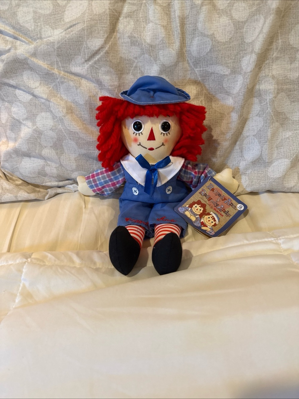 NWT Hasbro Raggedy Andy Doll with Red Yarn Hair - Kids Plush Toy/Collectable